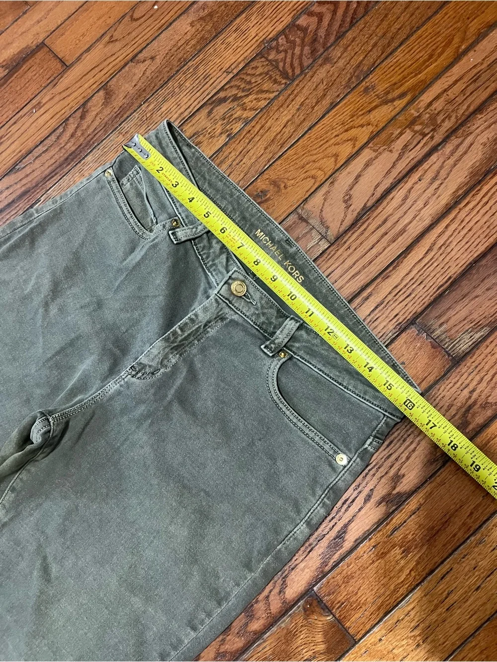 Michael Kors Jeans Womens 10 Green Izzy Skinny Cropped Casual Pants Denim